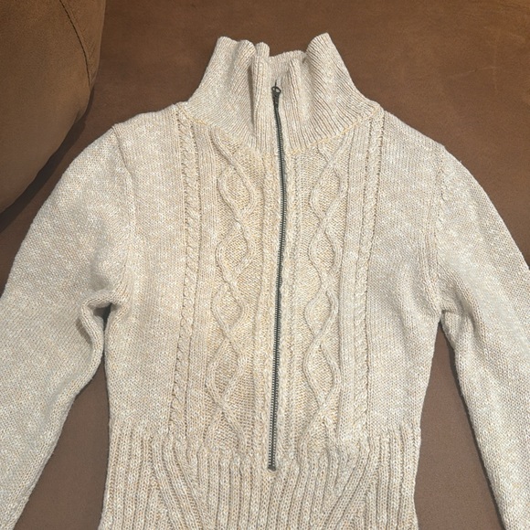 Free People Women's Tan Knitted Zip Up Bodycon Mont Blanc Mini Sweater Dress - M - Picture 3 of 8